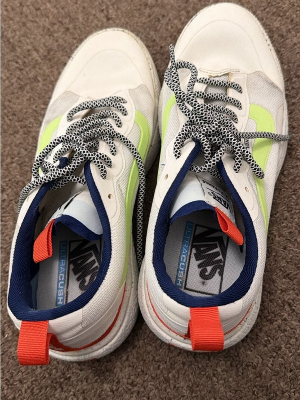 Vans White and Neon Green Sneakers